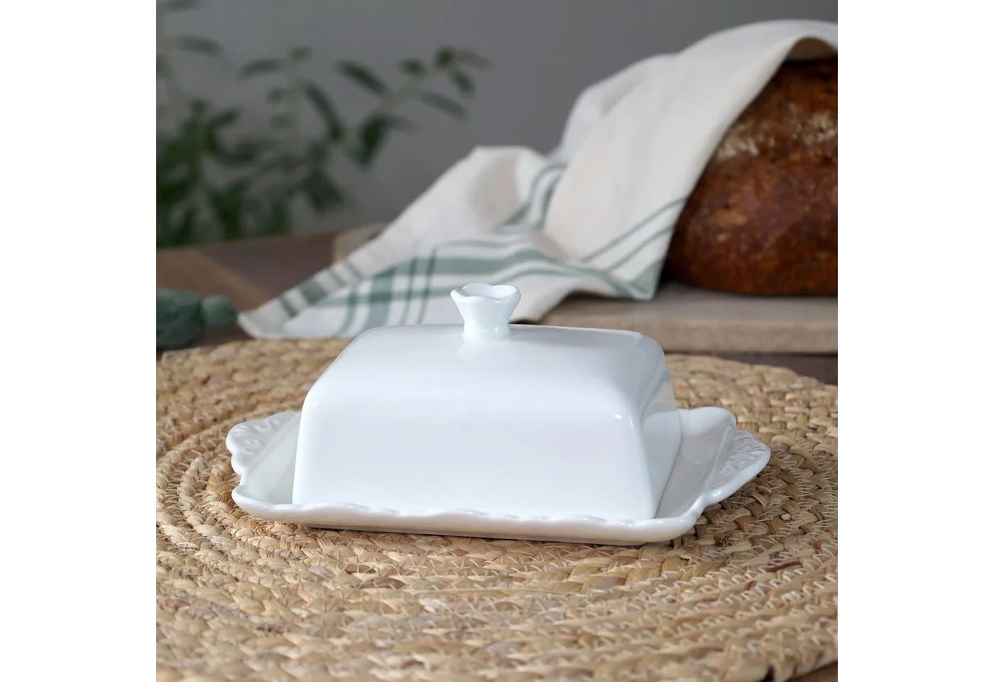 Chic Antique Butterdose Provence Weiß Porzellan - Bild 3