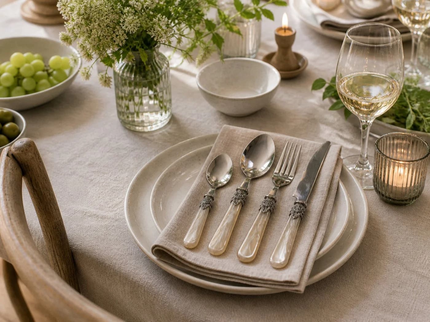 Chic Antique Linas Besteck-Set 4-tlg. Antique Champagner Silber Deko - Bild 4