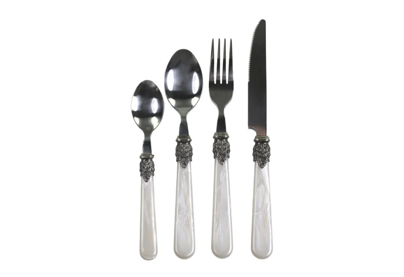Chic Antique Linas Besteck-Set 4-tlg. Antique Perlmutt Silber Deko - Bild 2