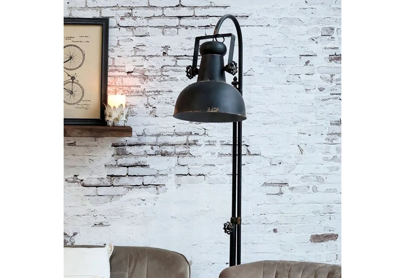Vintagehaus Stehlampe Industrial Vintage Dexter verstellbarer Schirm