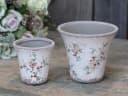Chic Antique Pflanztopf Tulle Keramik glasiert florales Muster Creme Bild 1