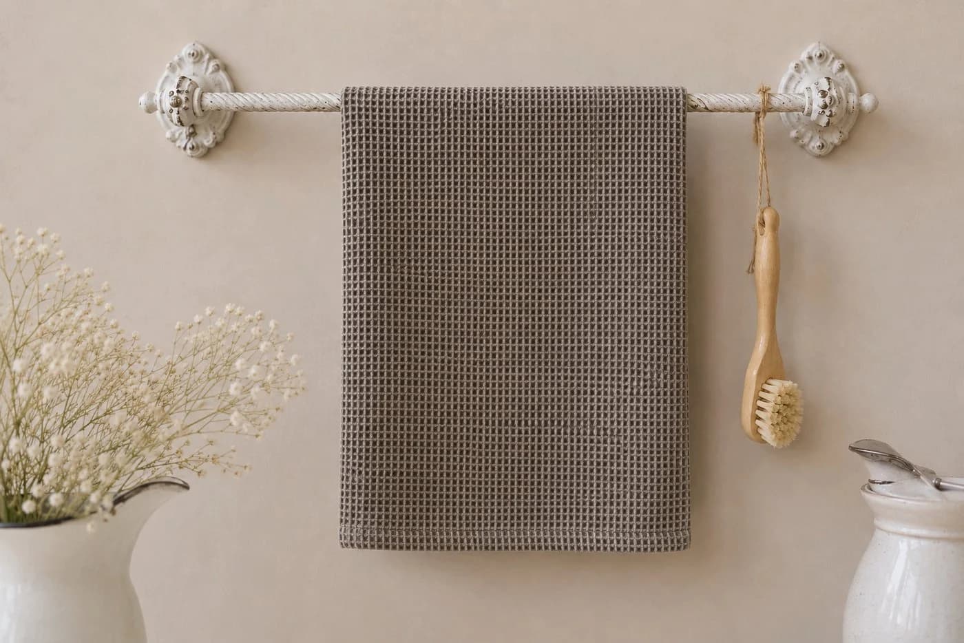 Chic Antique Geschirrtuch Éternel Helle Schokolade Waffelstruktur - Bild 5