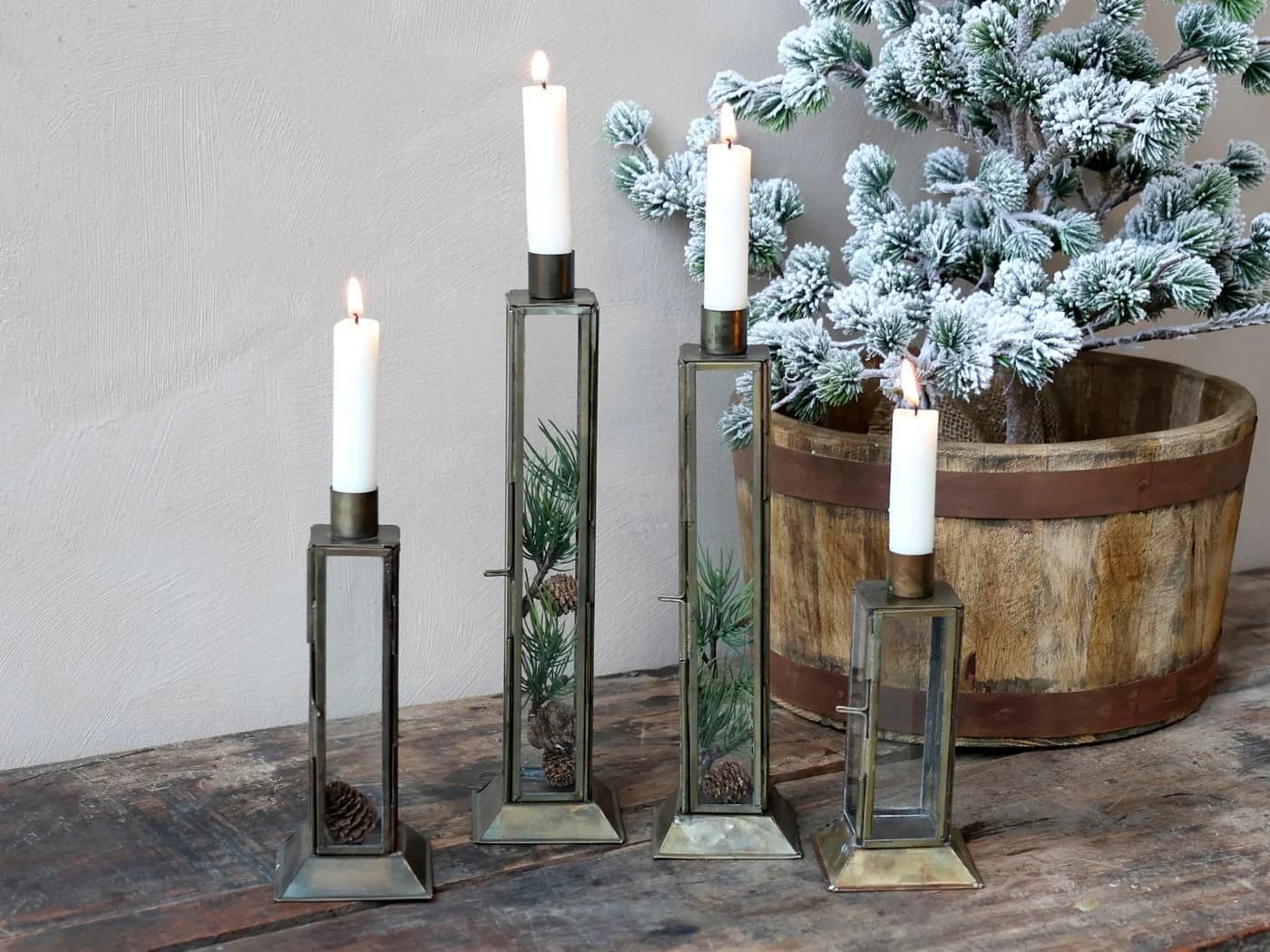 Chic Antique Kerzenhalter Glaslaterne Antik Messing Eisen - Bild 2