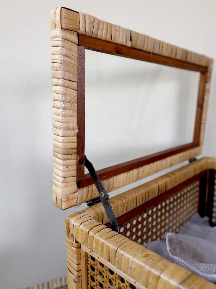 Chic Antique Holzkiste mit 4 Fächern und Glaseinsatz Rattan Natur - Bild 4