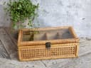 Chic Antique Holzkiste mit 4 Fächern und Glaseinsatz Rattan Natur Bild 5