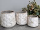 Chic Antique Keramik Übertopf Colmar Creme 3D Floral Relief Bild 1