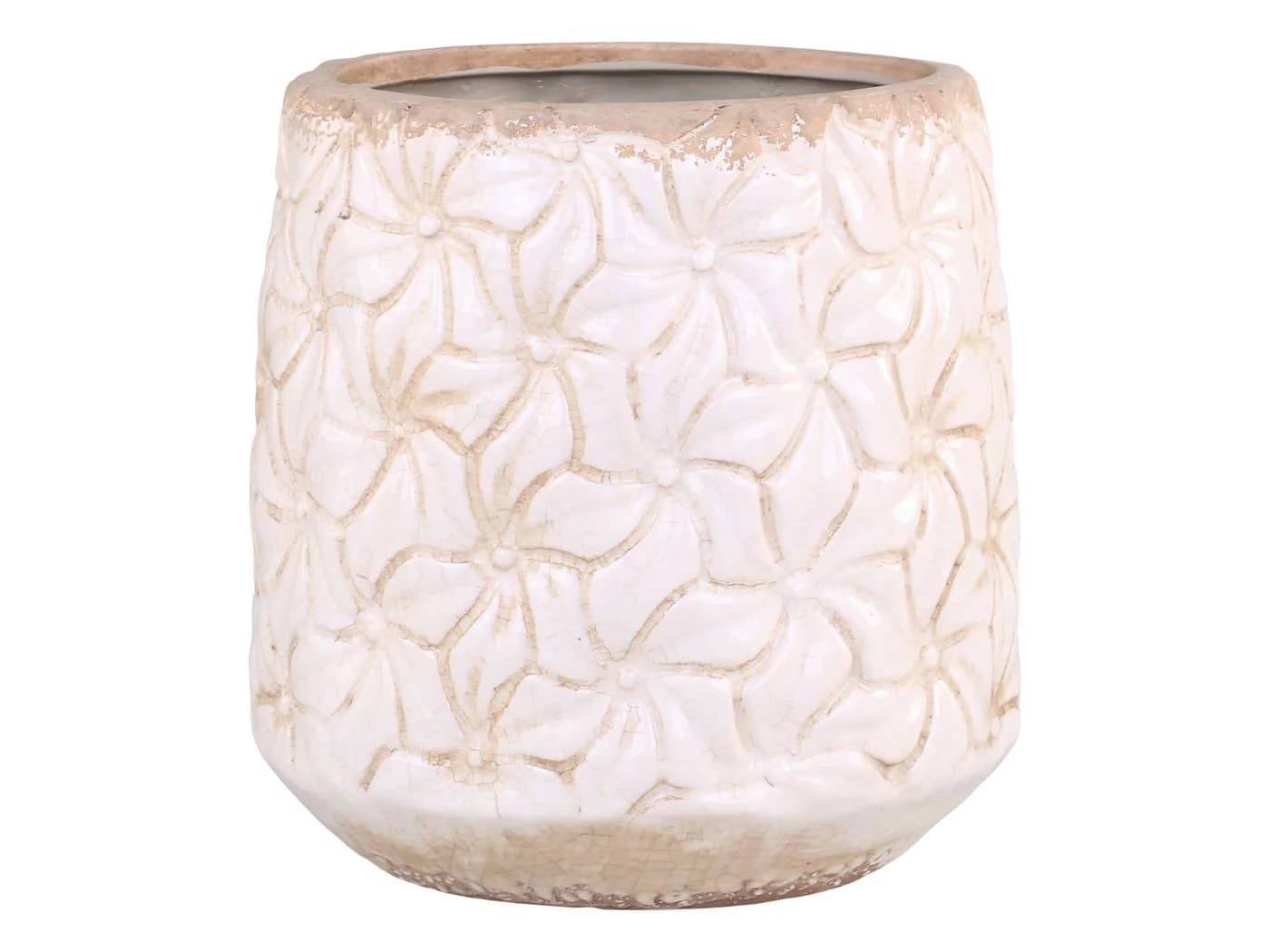Chic Antique Keramik Übertopf Colmar Creme 3D Floral Relief - Bild 2