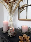 Chic Antique Kerzenständer Grau Metall Zink Blüten Deko Bild 3