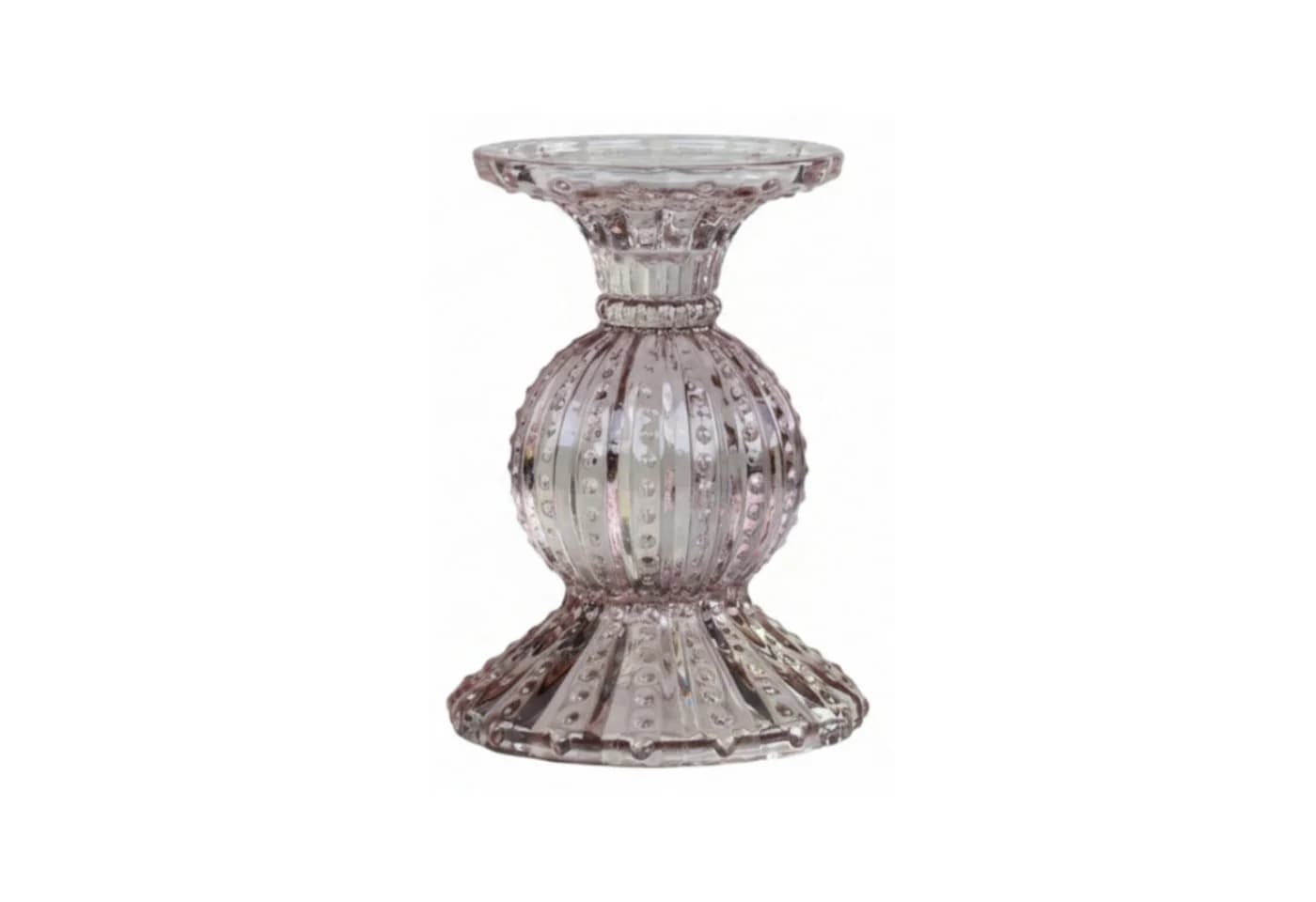 Chic Antique Kerzenständer mit Perlkante Grau Glas - Bild 2
