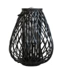 Chic Antique Windlaterne XL Schwarz Geflochtenes Weidenholz Bild 2