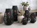 Chic Antique Windlaterne XL Schwarz Geflochtenes Weidenholz Bild 3