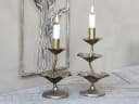 Chic Antique Kerzenständer Messing Antik Blattdekor Bild 2