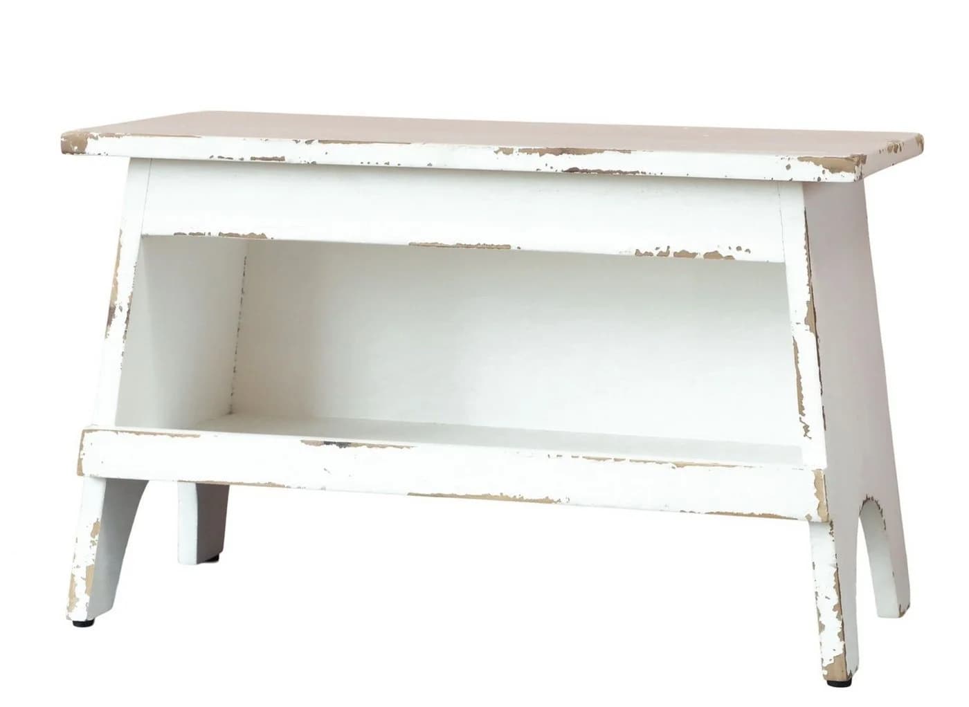 Chic Antique Hockerbank Holzbank Weiß 50cm - Bild 2