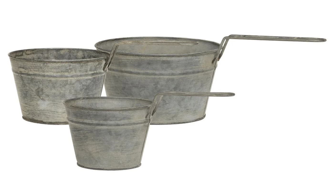 Chic Antique 3er Set Blumentöpfe Grau mit Griffen - Bild 2