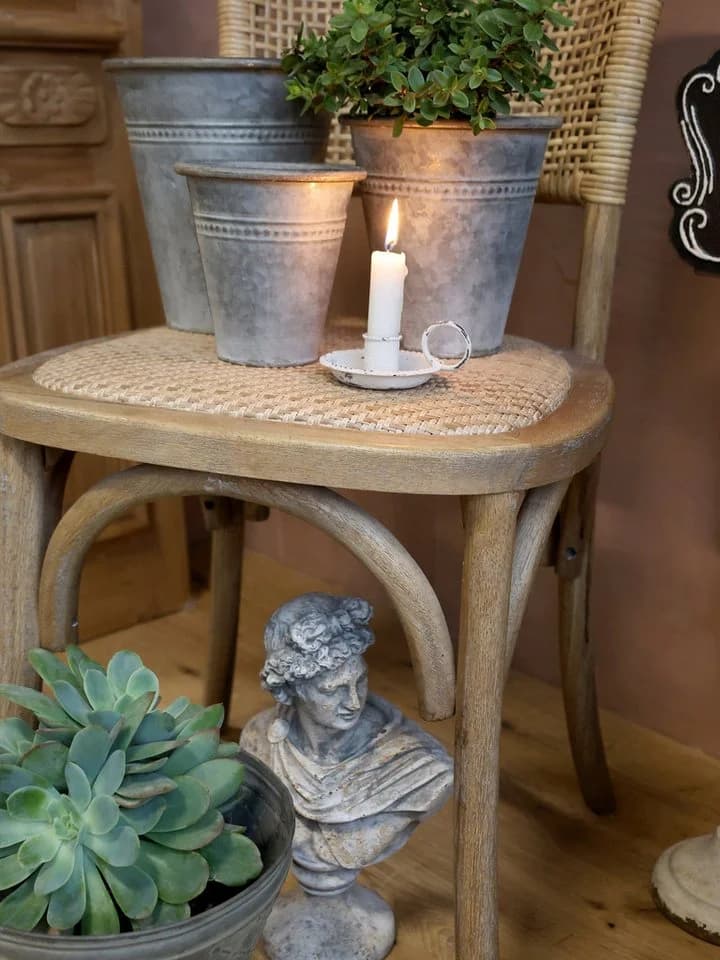 Chic Antique Kammerleuchter mit Perlkante Antique Creme - Bild 4