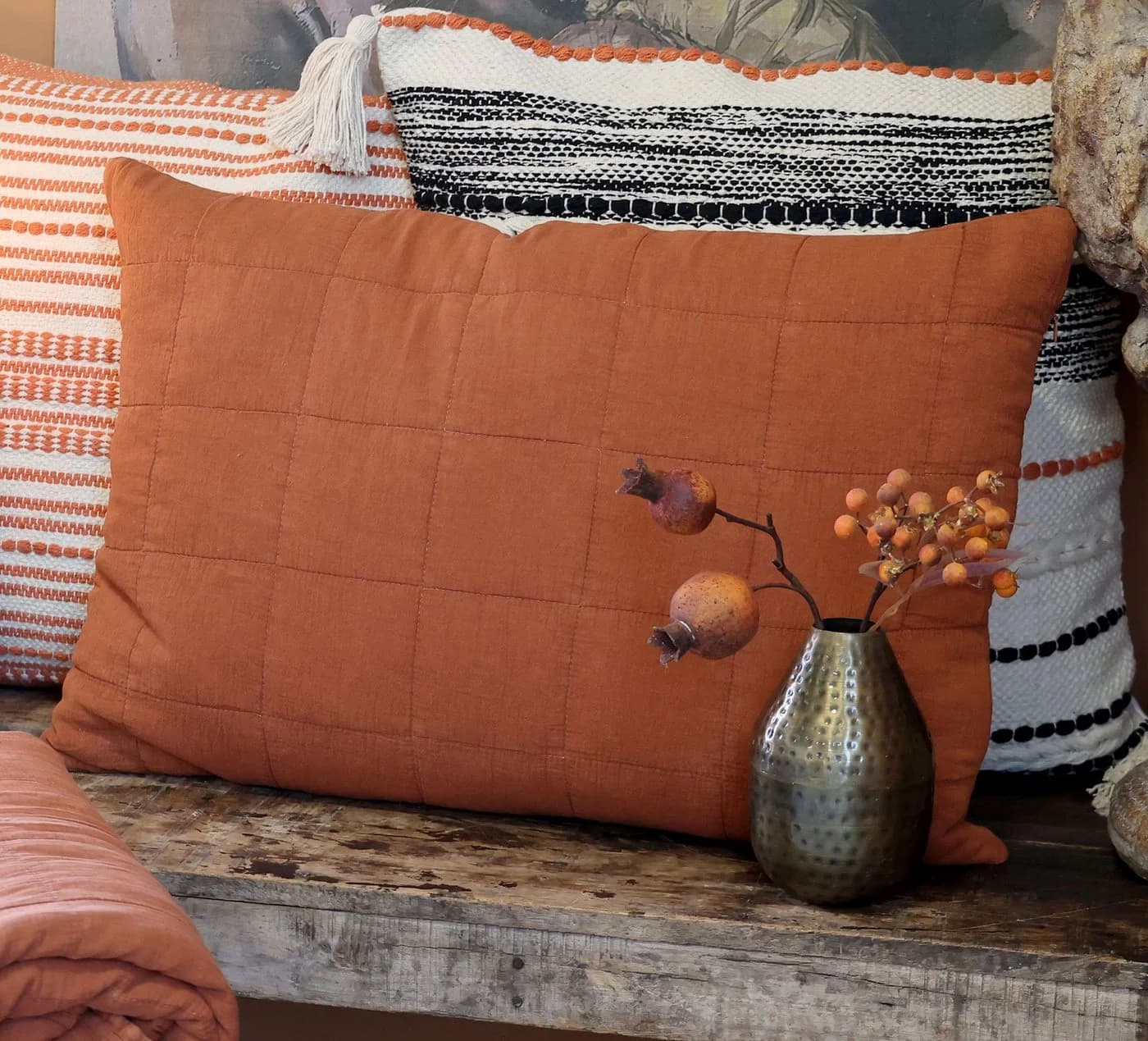 Chic Antique Kissenbezug 60x40cm Baumwolle Terracotta