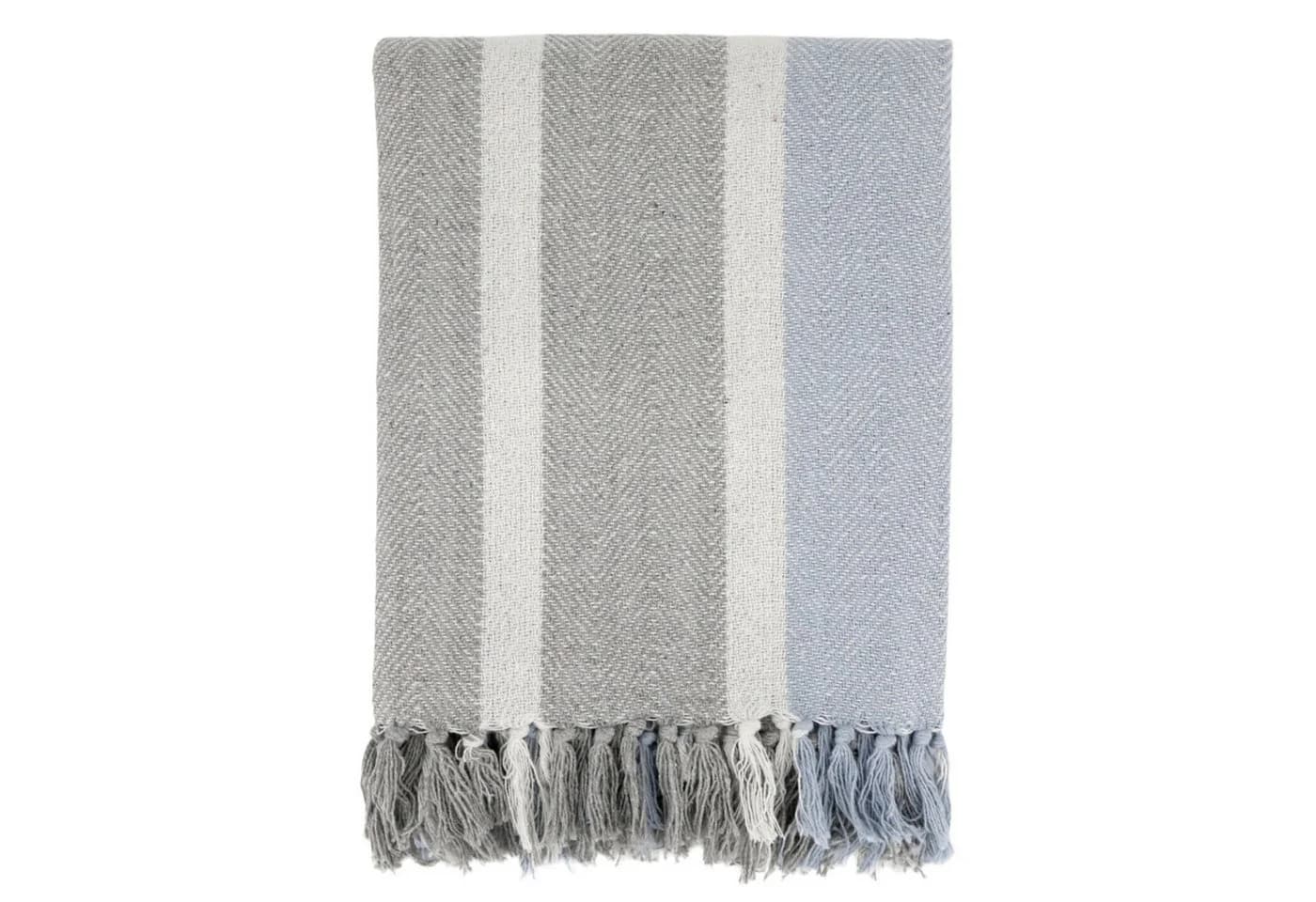 Chic Antique Aix Plaid Französisch Grau / Sky Blue - Bild 2