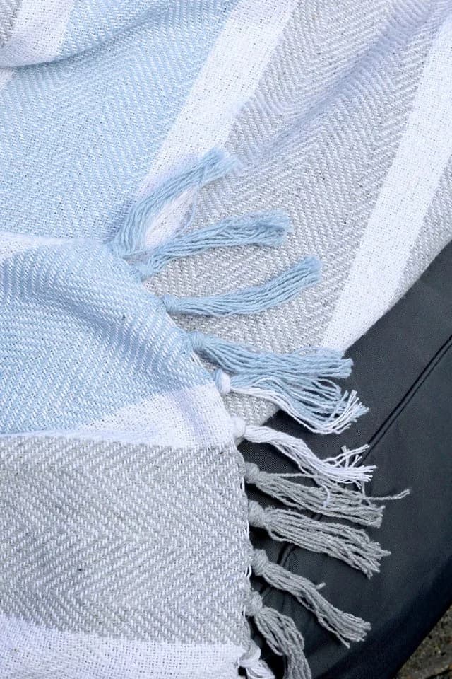 Chic Antique Aix Plaid Französisch Grau / Sky Blue - Bild 4