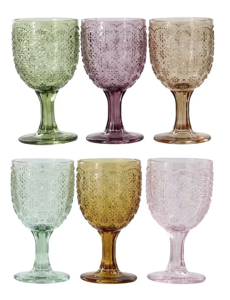 Chic Antique Weinglas-Set 6er Bunt mit Muster Glas - Bild 2