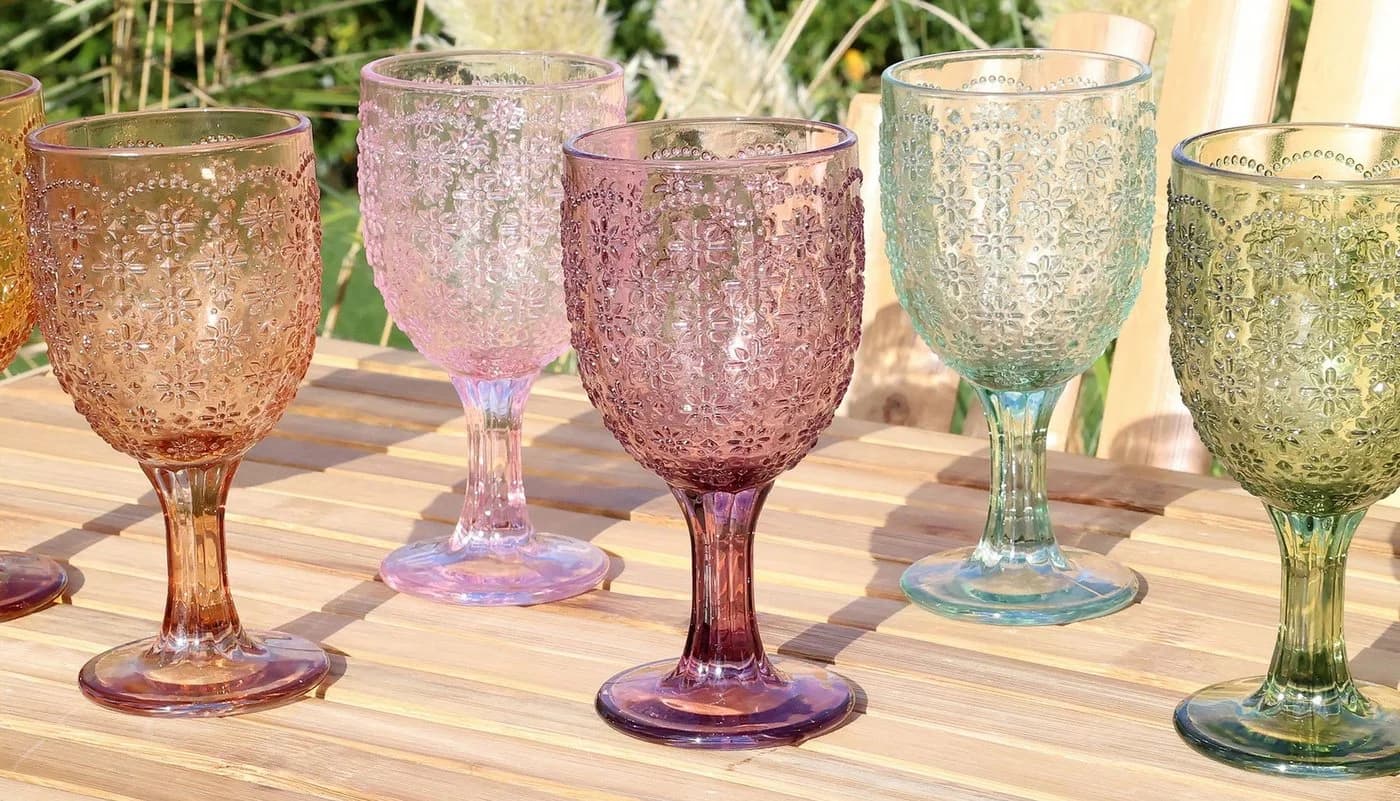 Chic Antique Weinglas-Set 6er Bunt mit Muster Glas - Bild 3