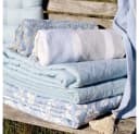 Chic Antique Quilt AIX Sky Blue Blumenmuster 180x130 cm Bild 1