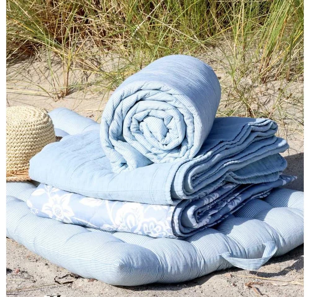 Chic Antique Quilt AIX Sky Blue Blumenmuster 180x130 cm - Bild 3