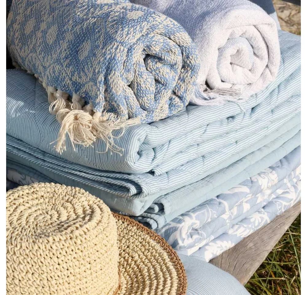 Chic Antique Quilt AIX Sky Blue Blumenmuster 180x130 cm - Bild 4