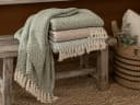 Chic Antique Aix Plaid Grün/Creme Wohndecke mit Fransen Bild 5