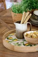 Chic Antique Dekotablett Rund Mangoholz Natur-Braun mit Griff Bild 1
