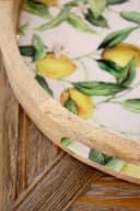 Chic Antique Dekotablett Rund Mangoholz Natur-Braun mit Griff Bild 3