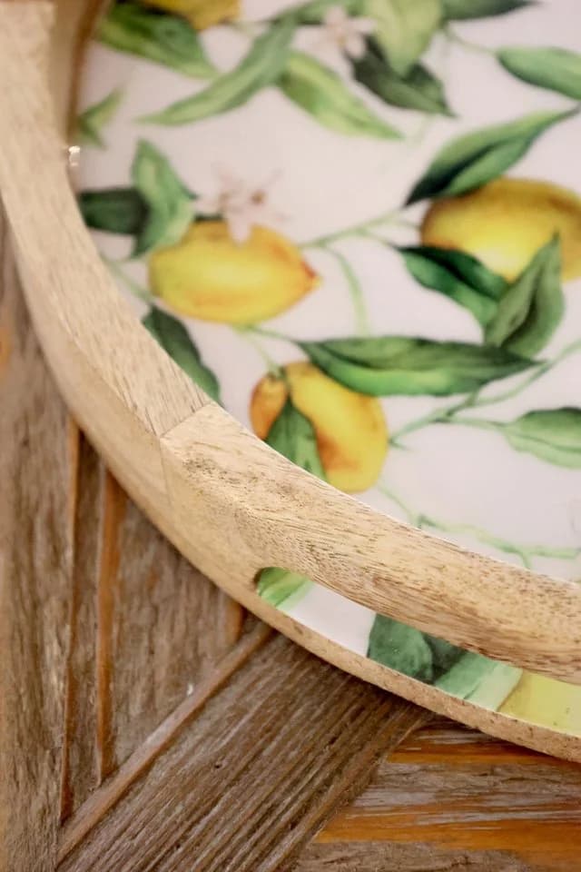 Chic Antique Dekotablett Rund Mangoholz Natur-Braun mit Griff - Bild 3