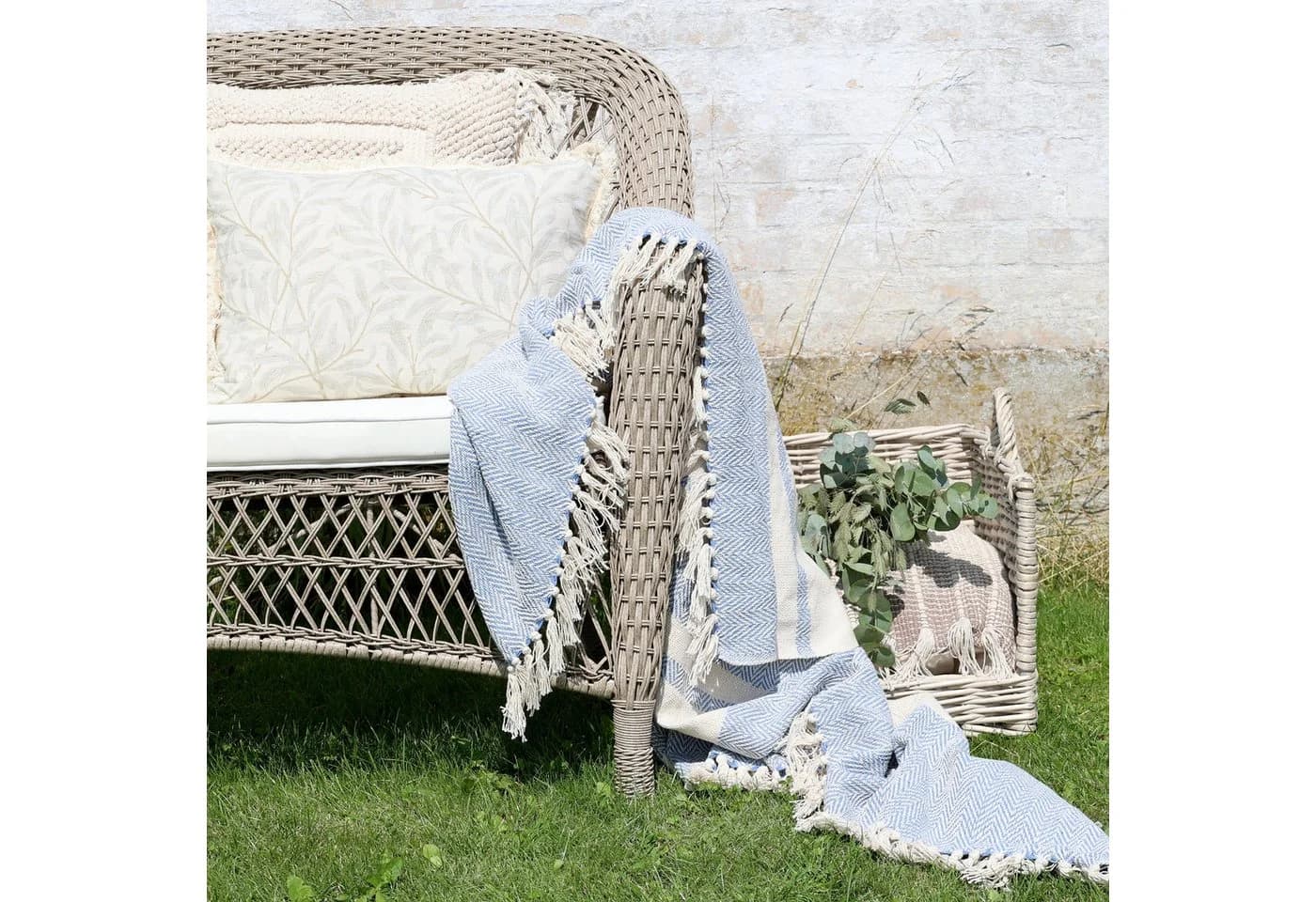 Chic Antique Aix Plaid Sky Blue Baumwolle Garnüberschuss - Bild 4