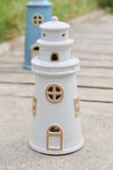 Chic Antique Windlicht Leuchtturm LED Laterne Keramik Weiß Bild 1