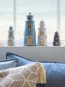 Chic Antique Windlicht Leuchtturm LED Laterne Keramik Weiß Bild 5