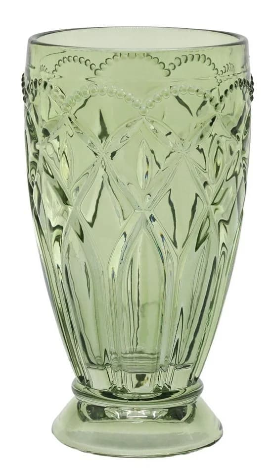 Chic Antique Trinkglas Olive Grün mit Muster 350ml - Bild 2