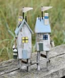 Chic Antique 2er Set Deko-Strandhäuser Hellblau/Antique-Weiß Holz Bild 1