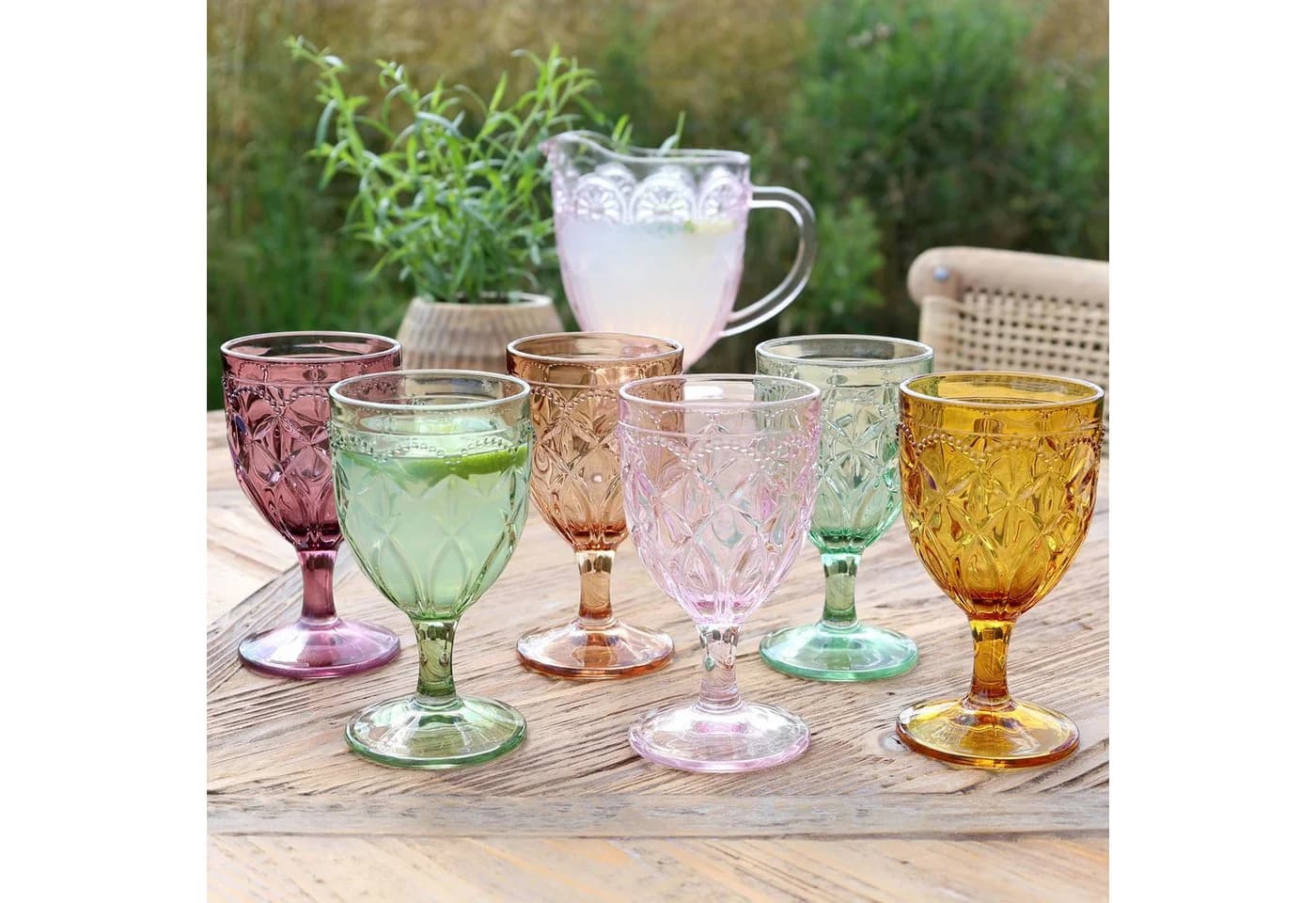 Chic Antique Weinglas-Set 6er Bunt mit Muster 250ml