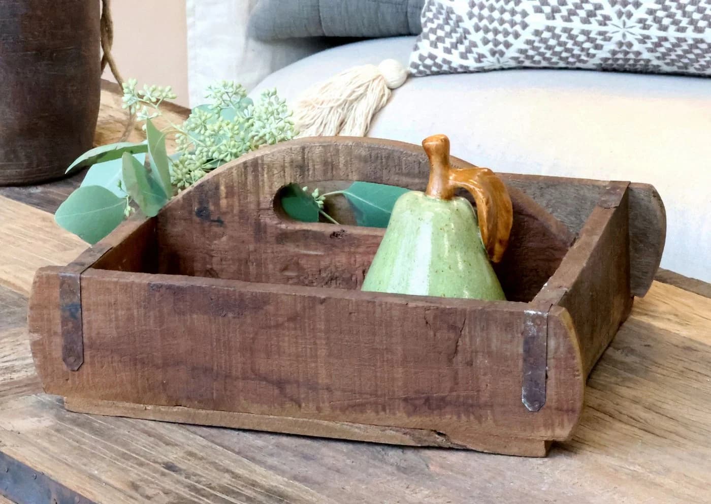 Chic Antique Holzkiste 2 Fächer Braun Vintage