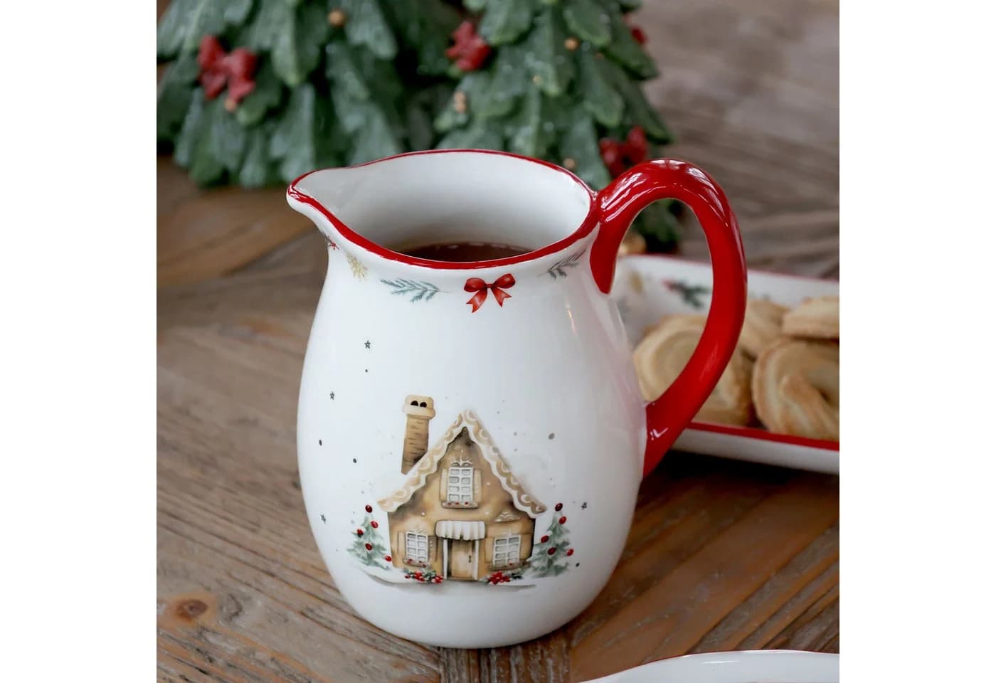 Chic Antique Kanne mit Weihnachtsmotiv Keramik 0,8L