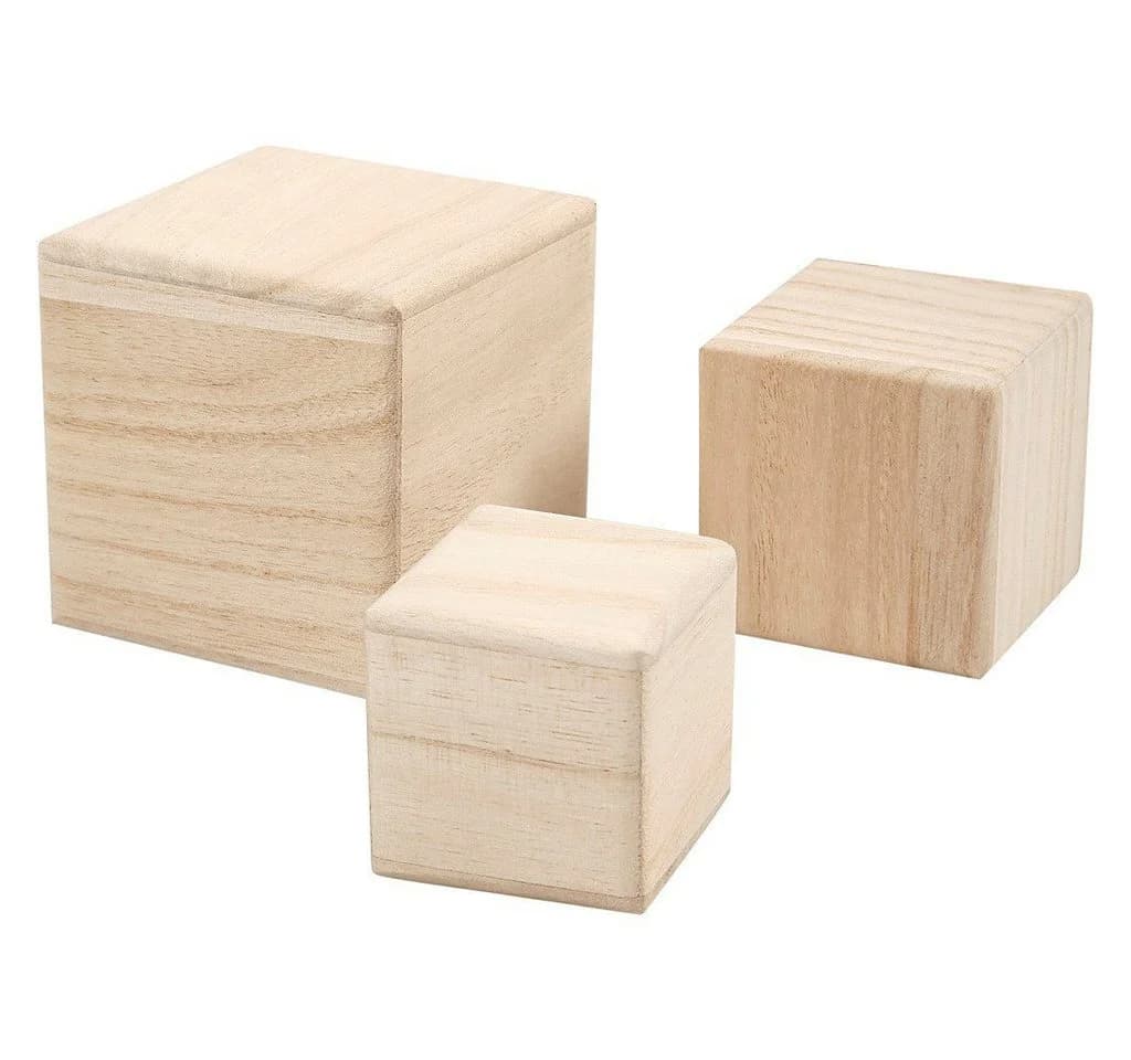 creativ company Dekoobjekt Holzwürfel 3er-Set Rohholz
