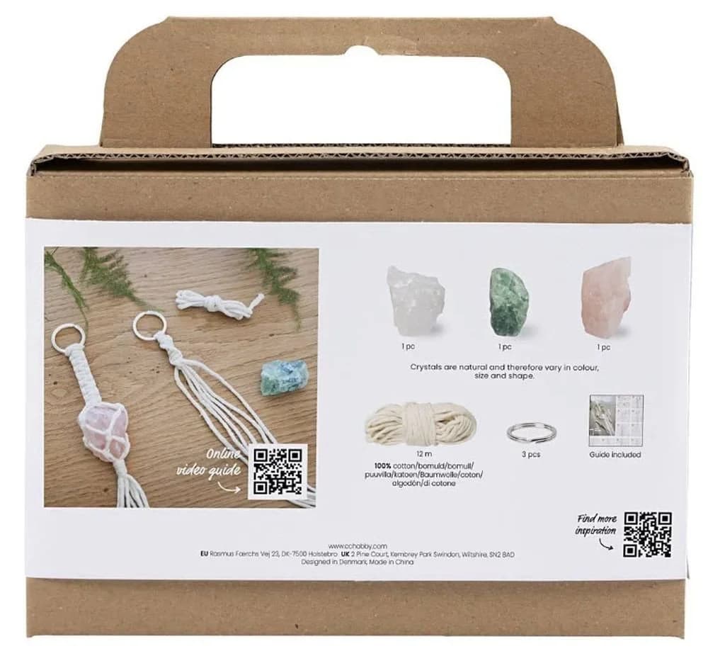 creativ company Mini Bastelset Makramee Schlüsselanhänger mit Kristallen
