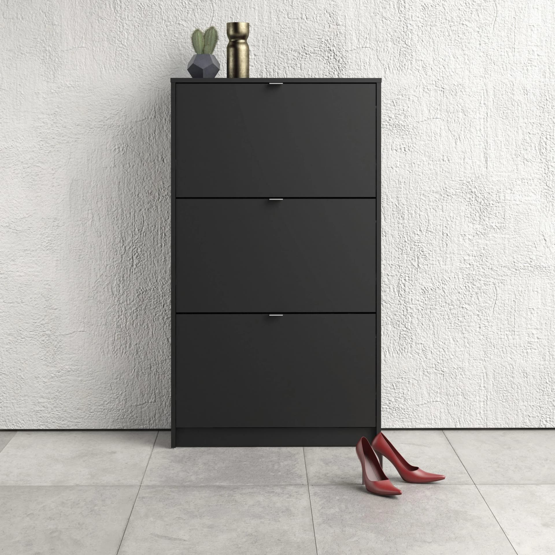 INOSIGN Schuhschwarz Schwarz Matt 3 Klappen Wandmontage