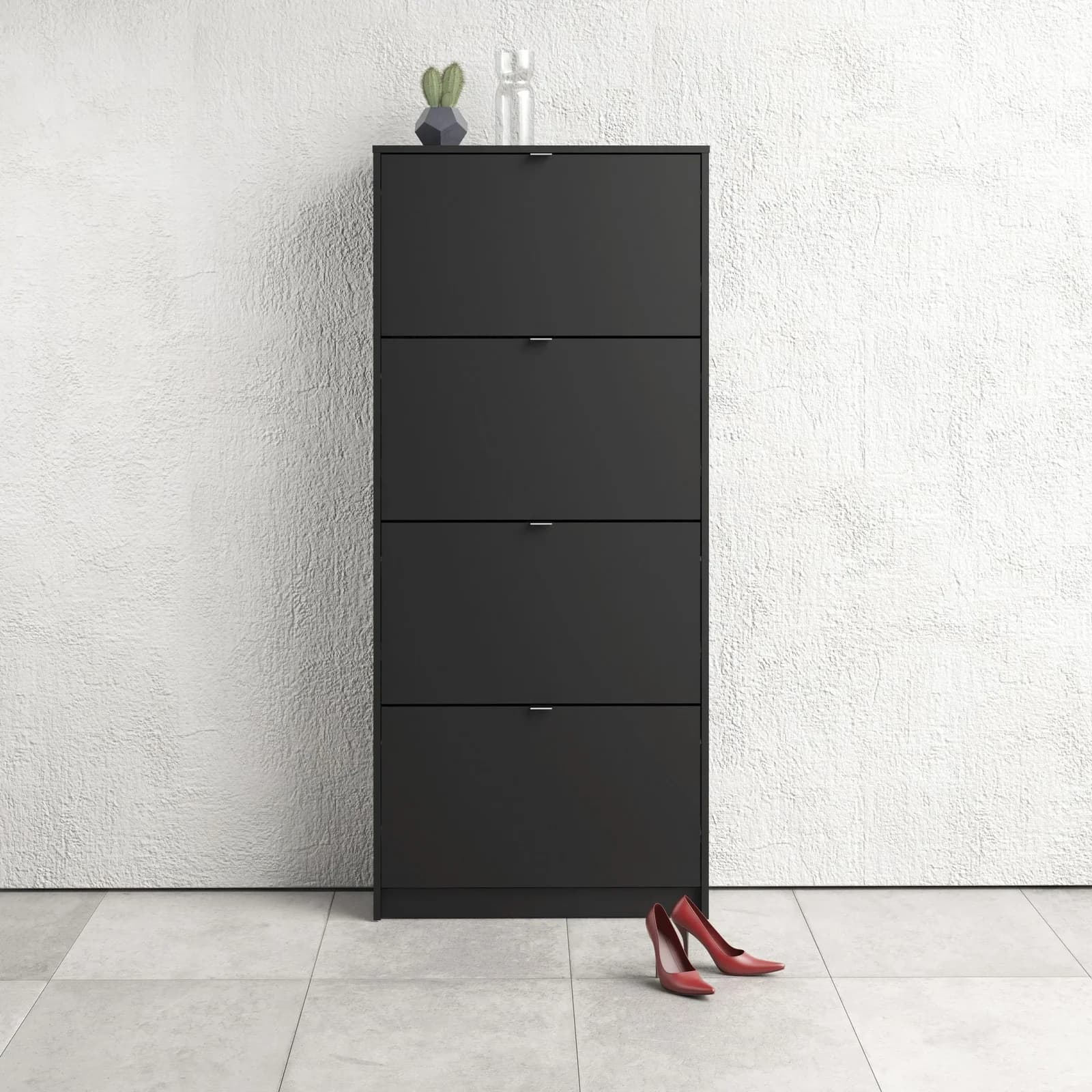INOSIGN Schuhschwarz Schwarz Matt 4 Klappen FSC Holzwerkstoff