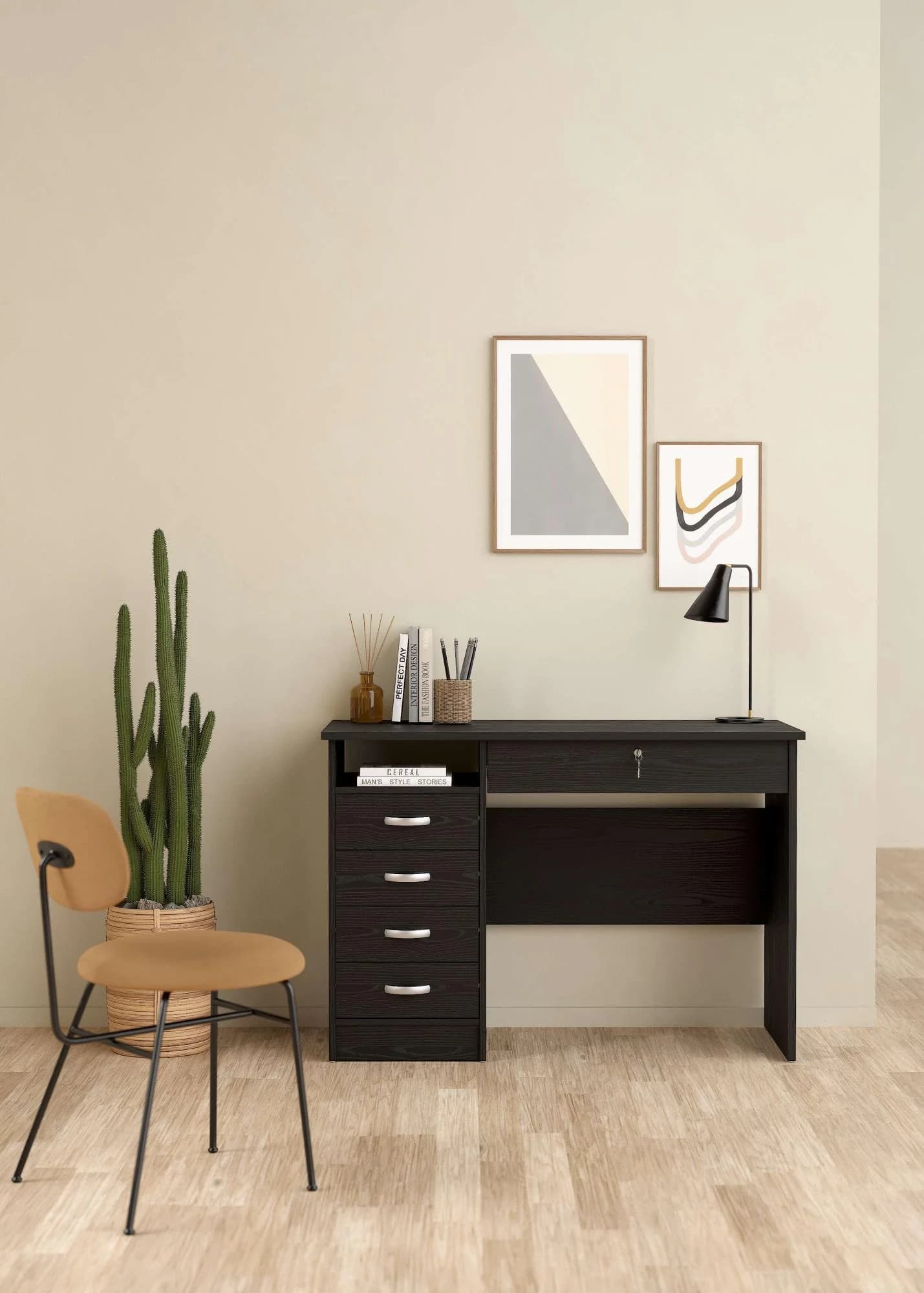 INOSIGN Schreibtisch Funktion Plus Schwarz mit 5 Schubladen