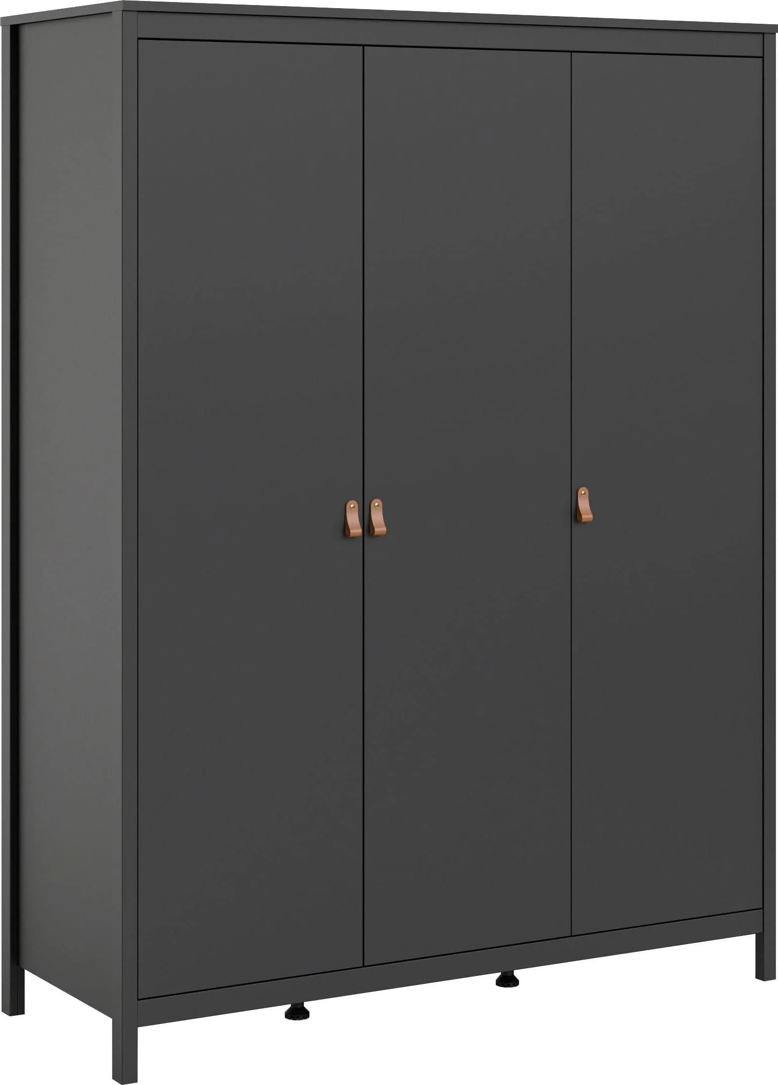 HOME AFFAIRE Madrid Kleiderschrank 3-türig Schwarz Matt