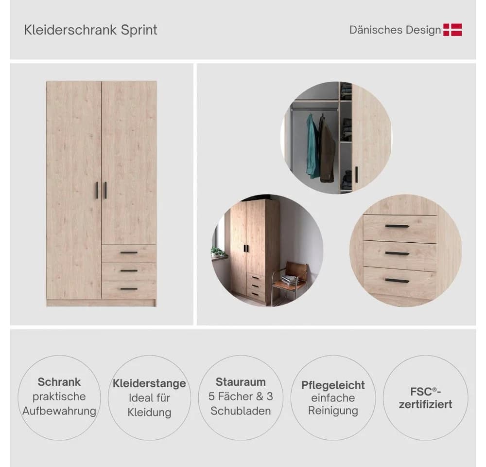 INOSIGN Kleiderschrank Sprint Schwarz Drehtürenschrank - Bild 5
