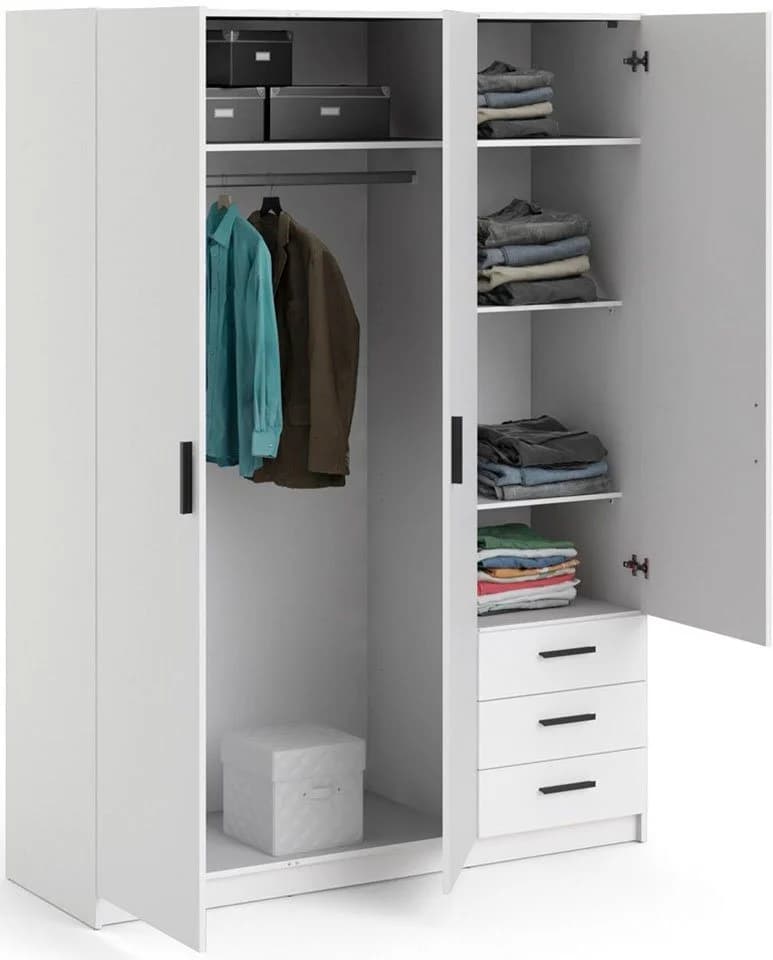 INOSIGN Kleiderschrank Sprint Weiß mit 3 Schubladen und Kleiderstange - Bild 3