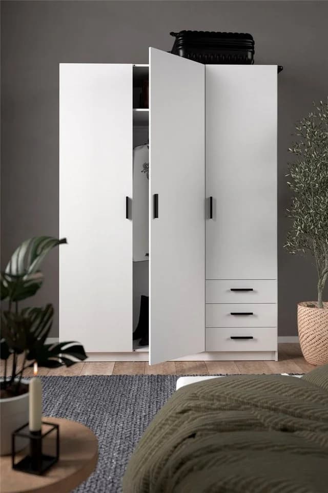 INOSIGN Kleiderschrank Sprint Weiß mit 3 Schubladen und Kleiderstange - Bild 5