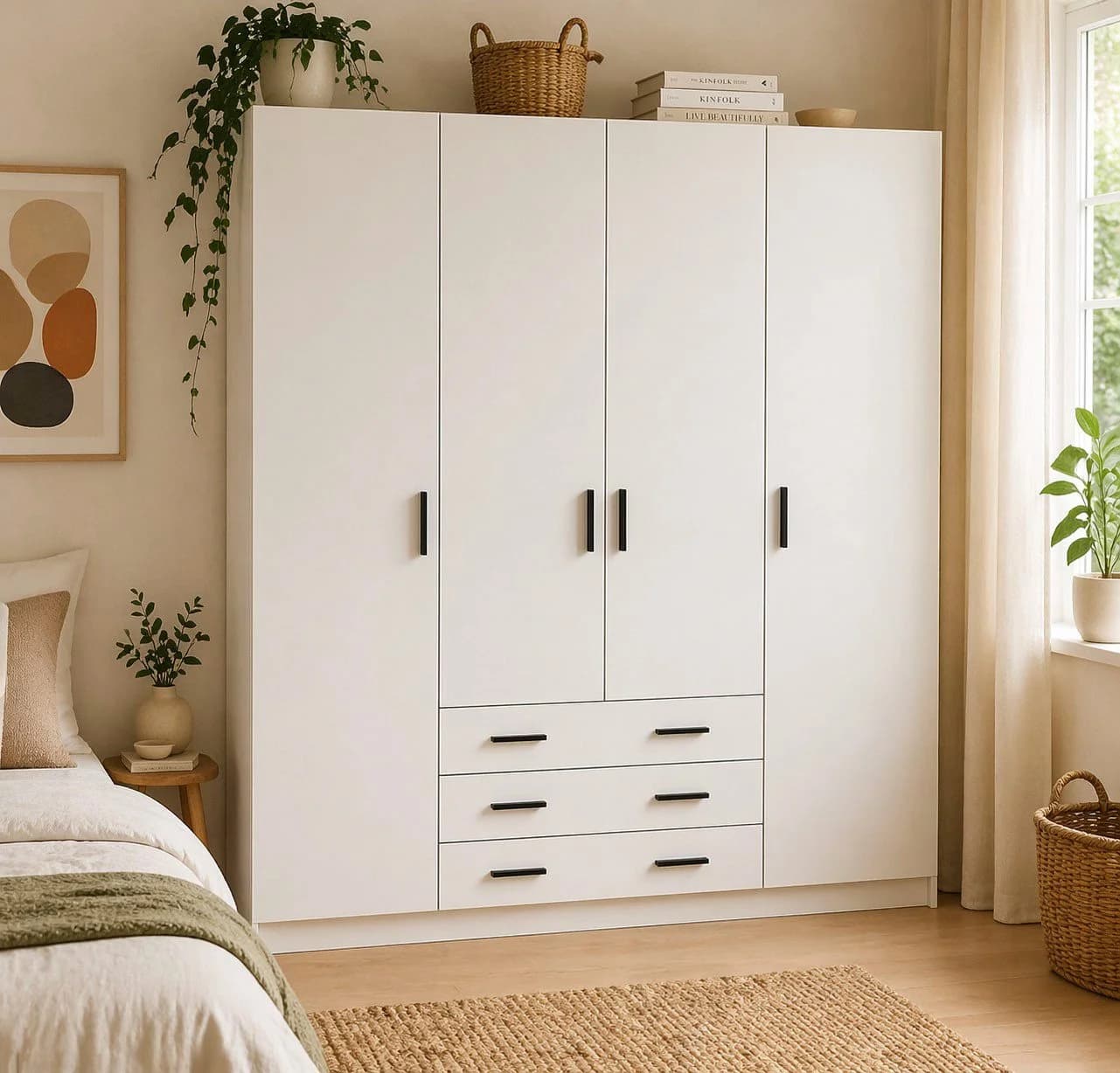 INOSIGN Sprint Drehtürenschrank Weiß Holzwerkstoff 3 Schubladen