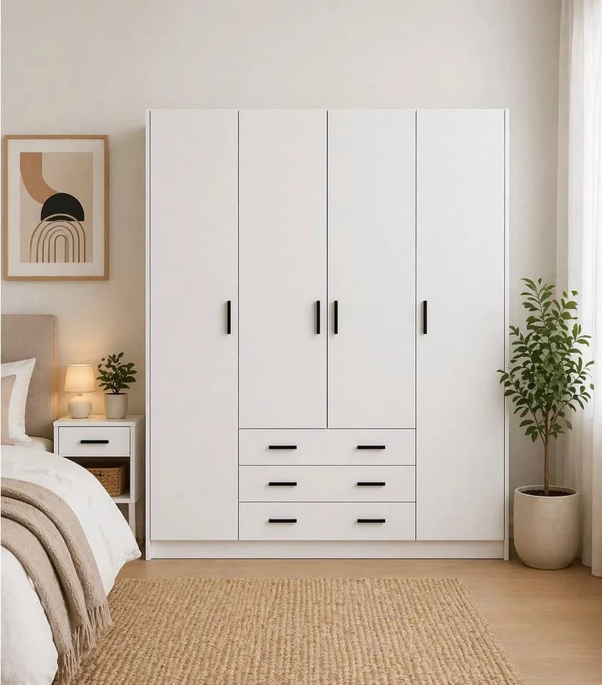 INOSIGN Sprint Drehtürenschrank Weiß Holzwerkstoff 3 Schubladen - Bild 3